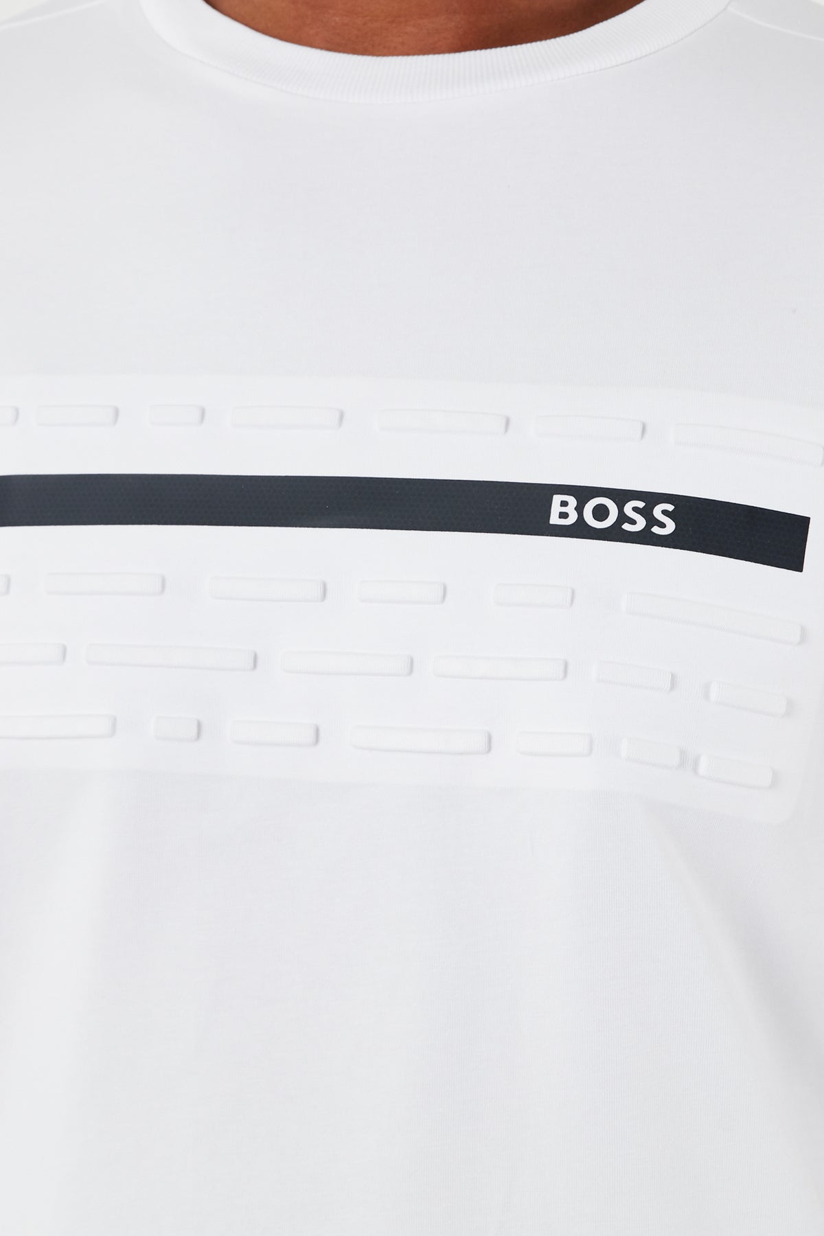 Hugo Boss Men's Tee 4 Raised Print Graphic Short Sleeve T-Shirt, White