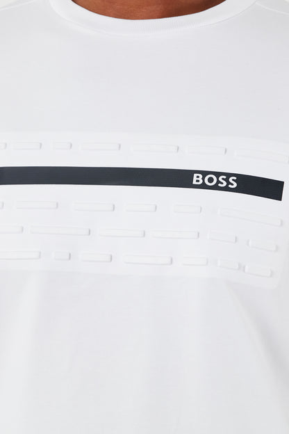 Hugo Boss Men's Tee 4 Raised Print Graphic Short Sleeve T-Shirt, White