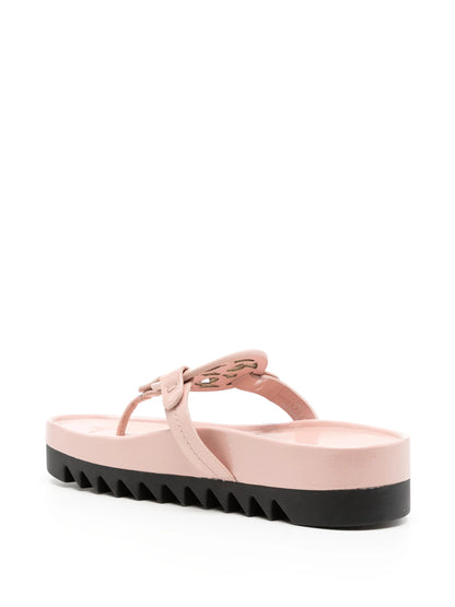 Tory Burch Women's Miller Cloud Lug Sole Sandals Shoes, Pink Brick/Perfect Black