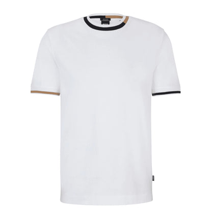 Hugo Boss Men's Thompson 211 Crew Neck T-Shirt with Branded Logo, White