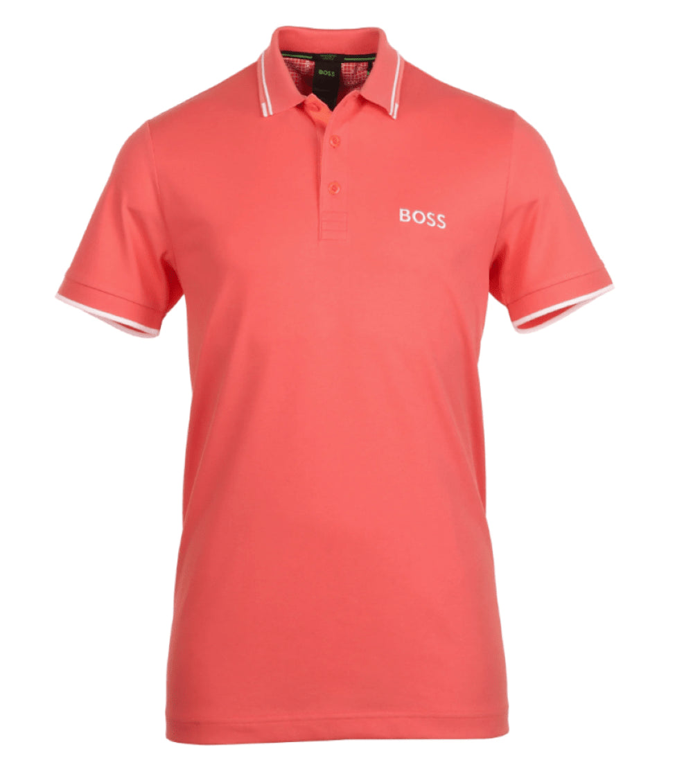 Hugo Boss Men's Paddy Pro Short Sleeve Polo Shirt, Open Red