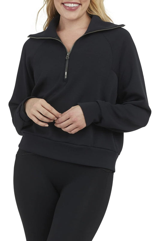 SPANX Women's AirEssentials 1/2 Zip Sweater, Very Black