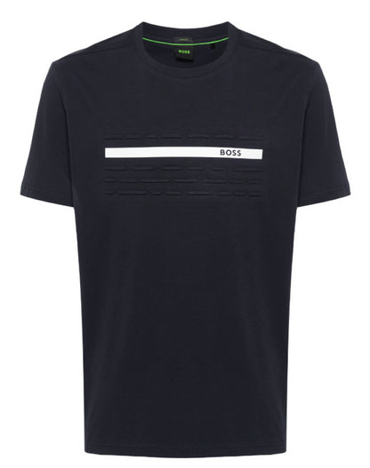 Hugo Boss Men's Tee 4 Raised Print Graphic Short Sleeve T-Shirt, Navy Blue