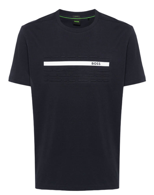 Hugo Boss Men's Tee 4 Raised Print Graphic Short Sleeve T-Shirt, Navy Blue