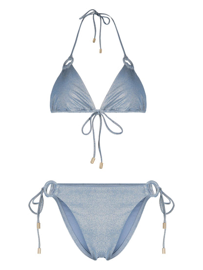 Zimmermann August Lurex Ring Tie Bikini Dusty Blue