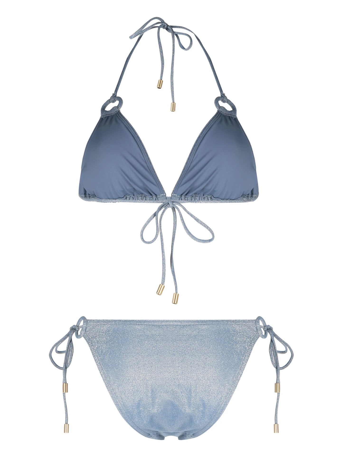 Zimmermann August Lurex Ring Tie Bikini Dusty Blue