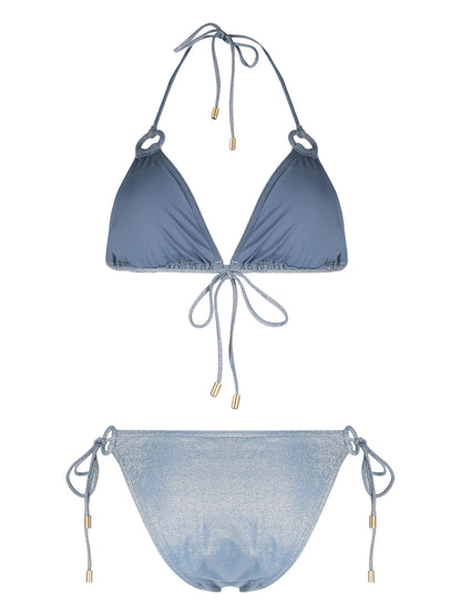 Zimmermann August Lurex Ring Tie Bikini Dusty Blue