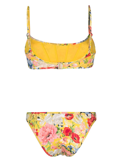 Zimmermann Alight Corset Bikini Yellow Floral