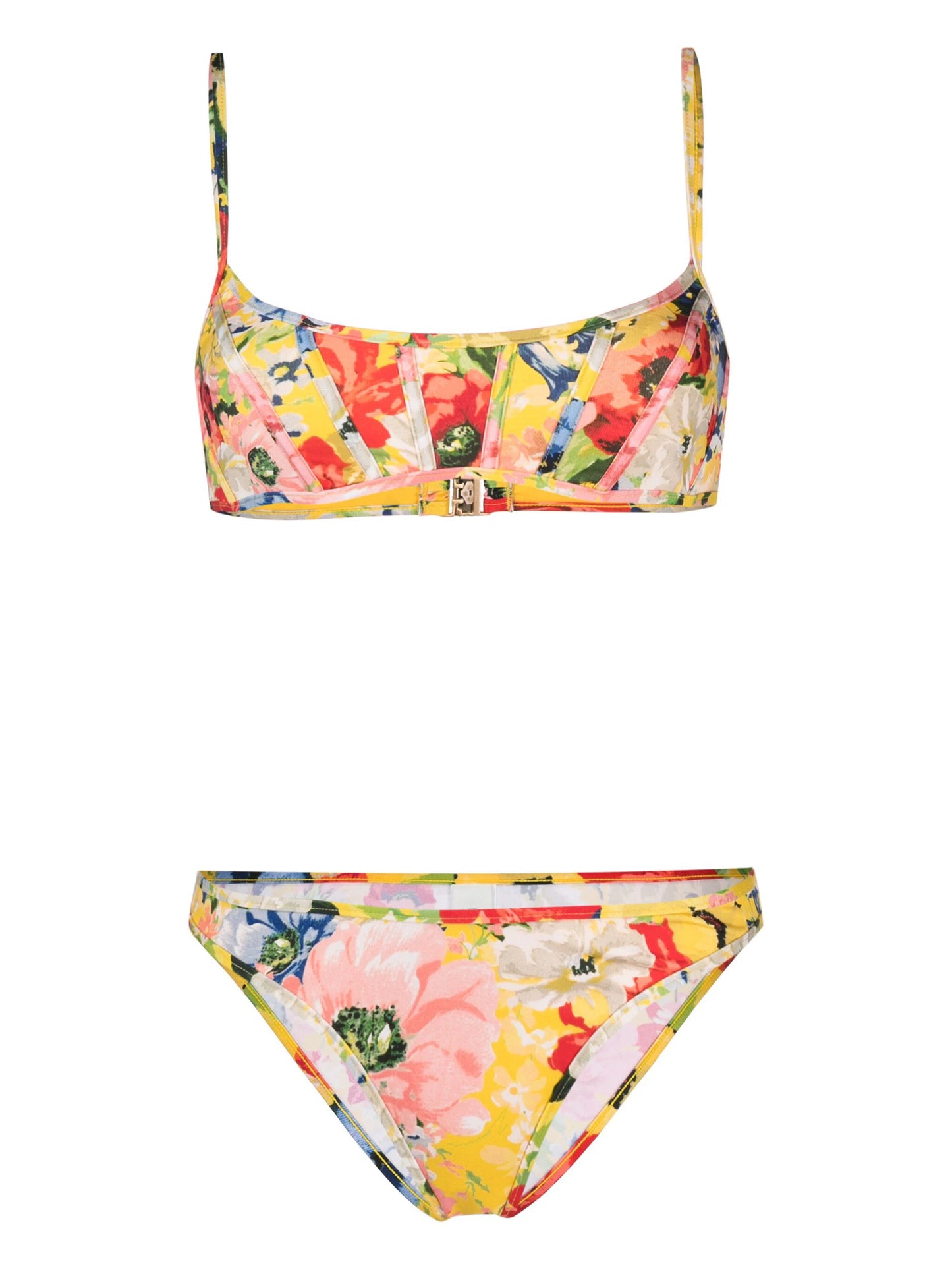 Zimmermann Alight Corset Bikini Yellow Floral