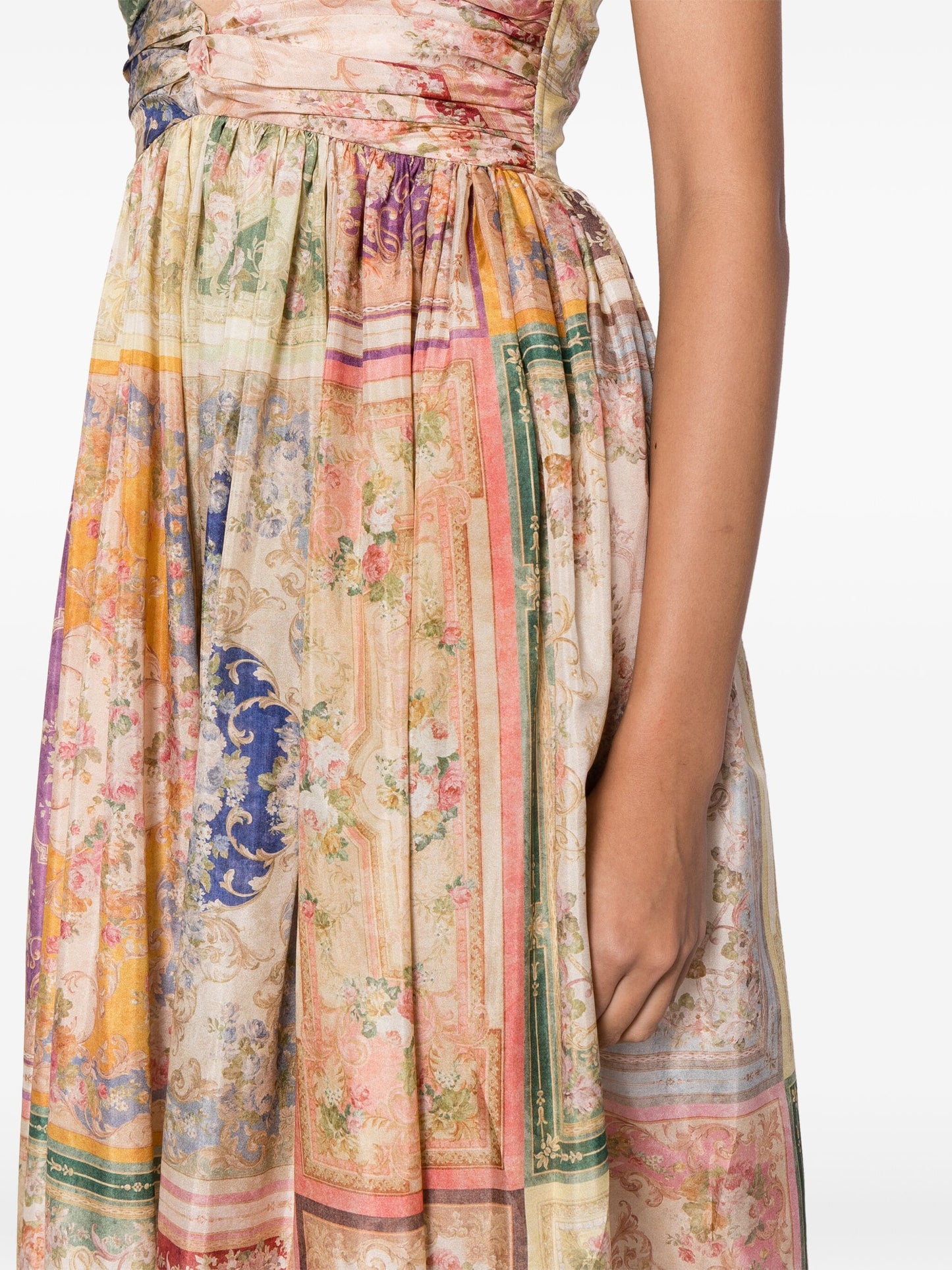 Zimmermann August Tie Front Midi Dress Patch Floral