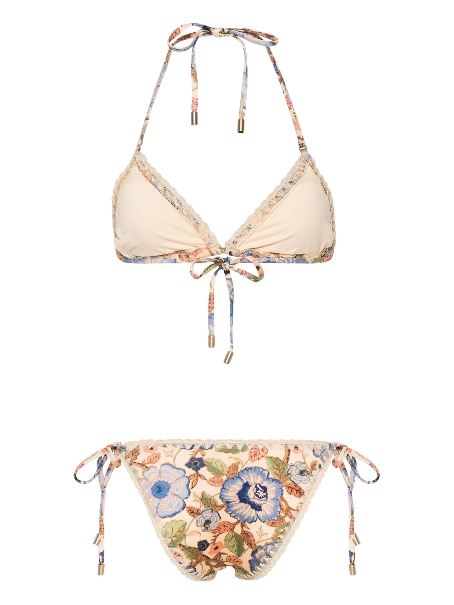 Zimmermann Junie Crochet Edge Bikini Ivory/Blue Floral