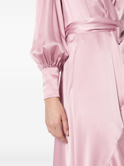 Zimmermann Silk Wrap Midi Dress Pink