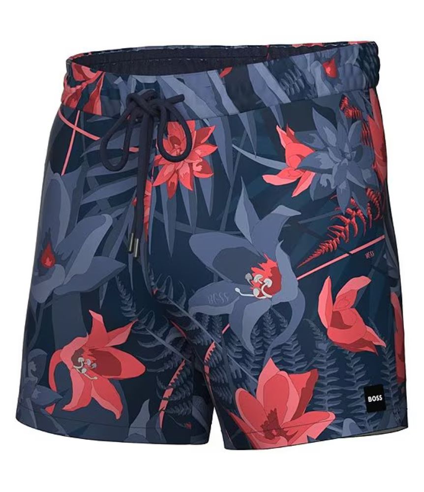 Hugo Boss Men's Piranha Swim Trunks, Navy Flowers