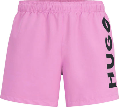 Hugo Men's Abas Vertical Logo Swim Trunks, Pink