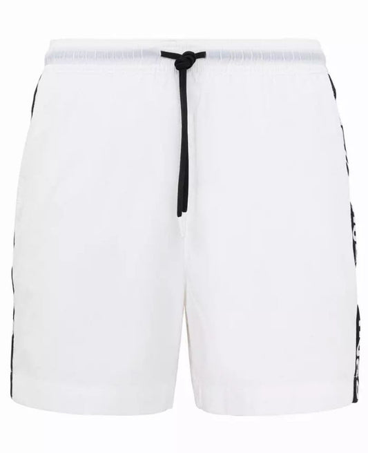 Hugo Men's Fab Logo Taping Swim Trunks, White