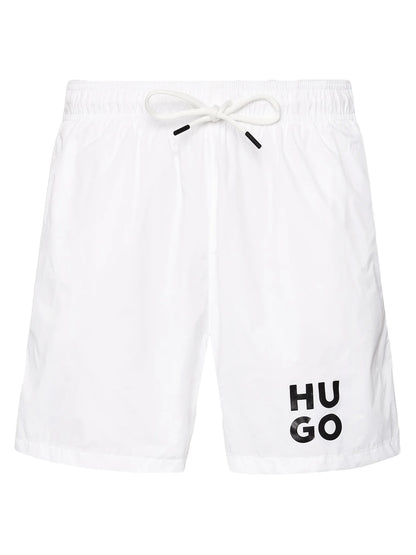 Hugo Men's Paol Suare Logo Swim Trunks, White