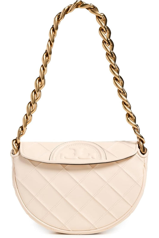 Tory Burch Women's Fleming Soft Mini Crescent Bag, New Cream