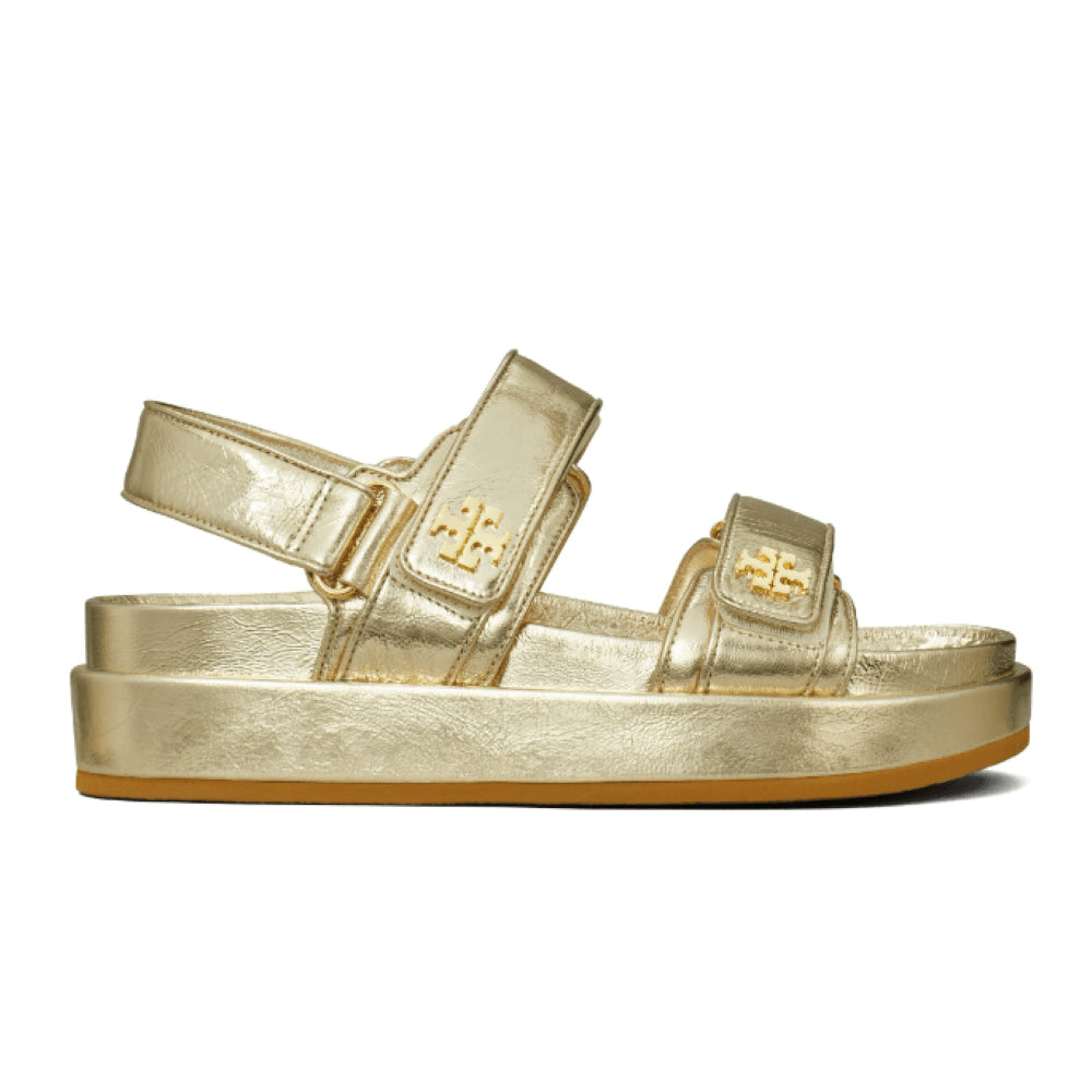 Tory Burch Women's Kira Metallic Leather Sport Sandal, Spark Gold