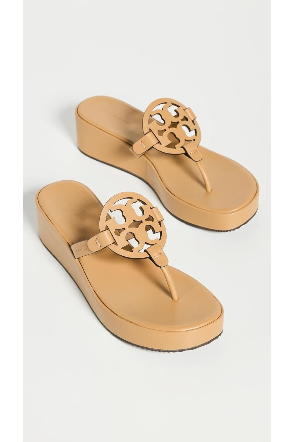 Tory Burch Women's Miller Wedge Sandals 25mm, Ginger Shortbread