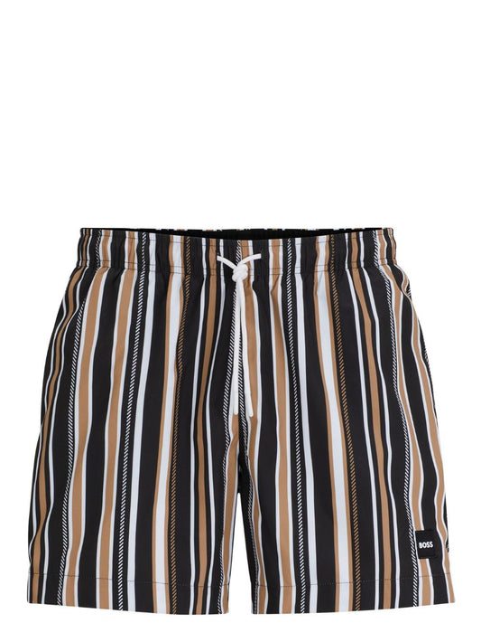 Hugo Boss Men's Iso Striped Swim Trunks, Black