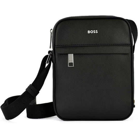 Hugo Boss Men's Zair N/S Zip Nylon Crossbody Bag, Black