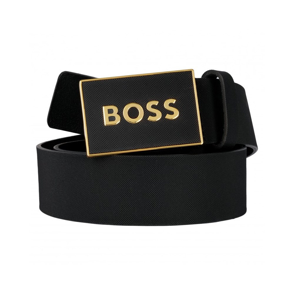 Hugo Boss Plaque Buckle Logo Allover Belt, Blackcurrant