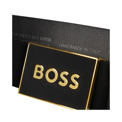 Hugo Boss Plaque Buckle Logo Allover Belt, Blackcurrant