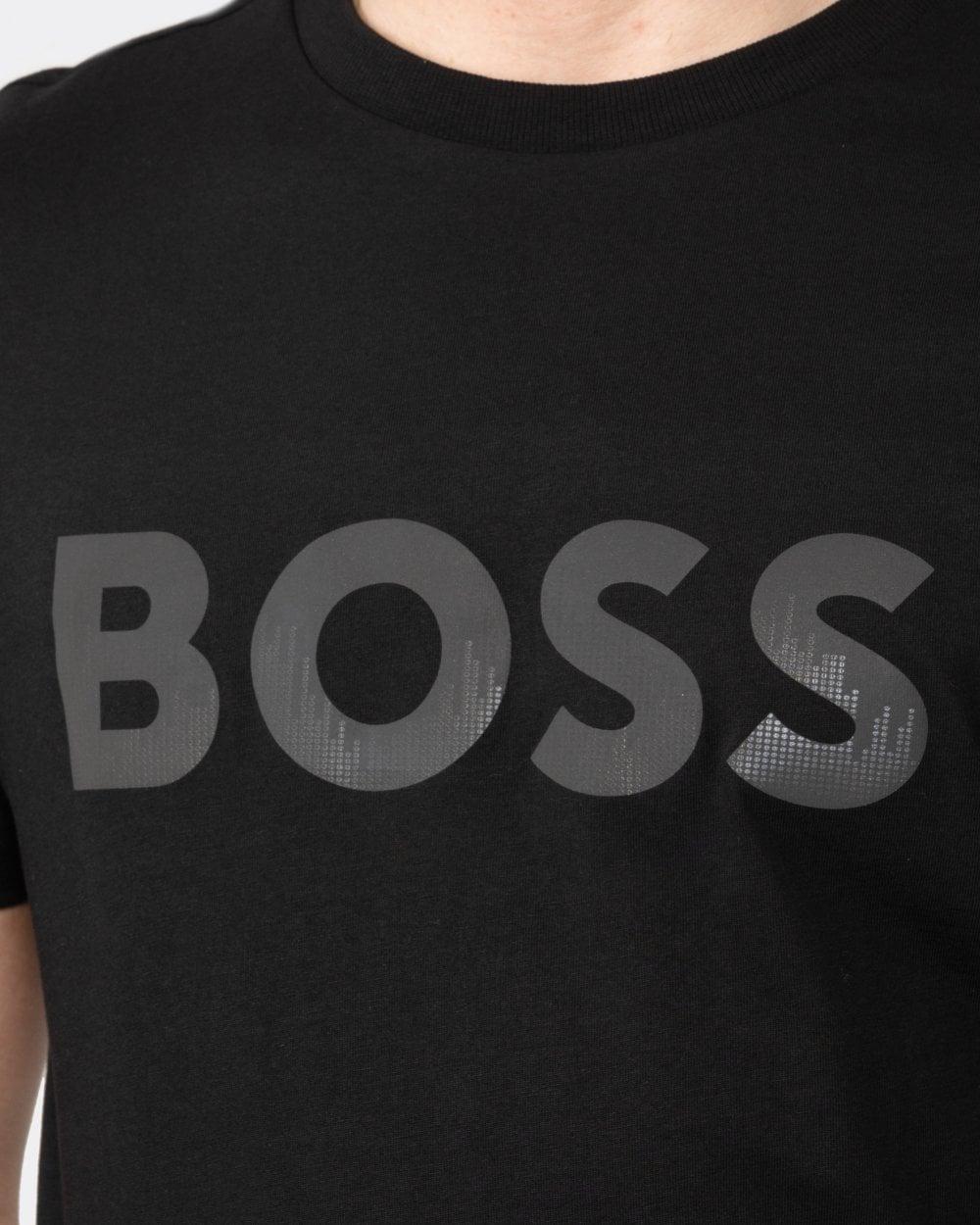 Hugo Boss Men's Tee Mirror 1 Tonal Logo T-Shirt, Black