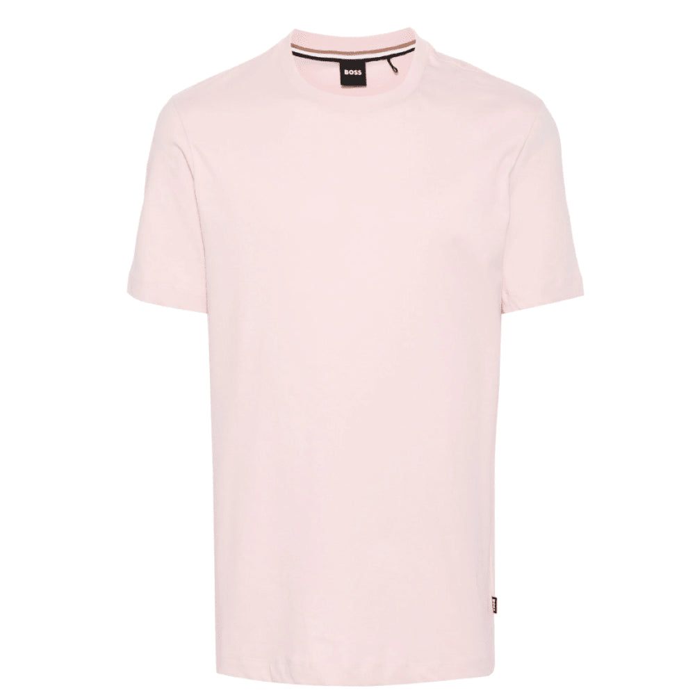 Hugo Boss Men's Tiburt 456 Linen Crew Neck Short Sleeve T-Shirt, Pink