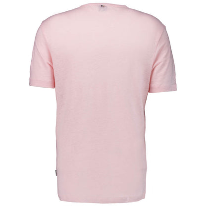 Hugo Boss Men's Tiburt 456 Linen Crew Neck Short Sleeve T-Shirt, Pink