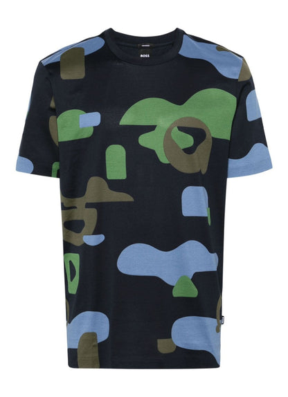 Hugo Boss Men's Tiburt 510 Camo Short Sleeve Crew Neck T-Shirt, Navy