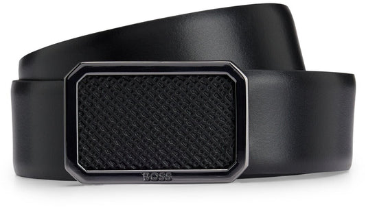 Hugo Boss Ereso B Tonal Logo Belt, Black