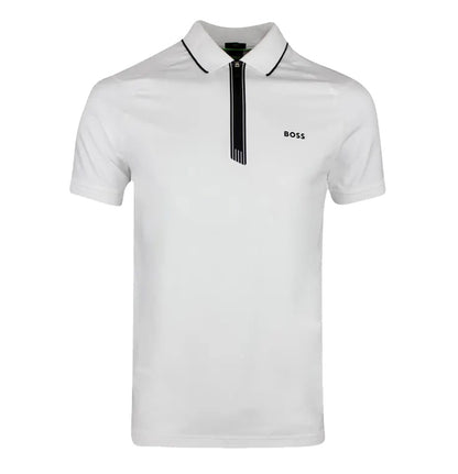 Hugo Boss Men's Phillix Stretch Half Zip Polo Shirt, White