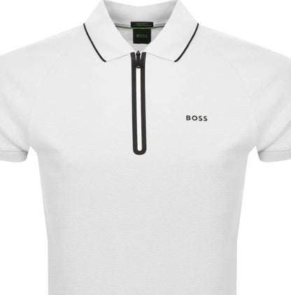 Hugo Boss Men's Phillix Stretch Half Zip Polo Shirt, White