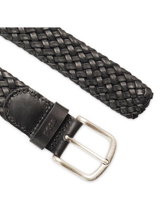 Hugo Boss Men's Sash Braided Leather Belt, Black