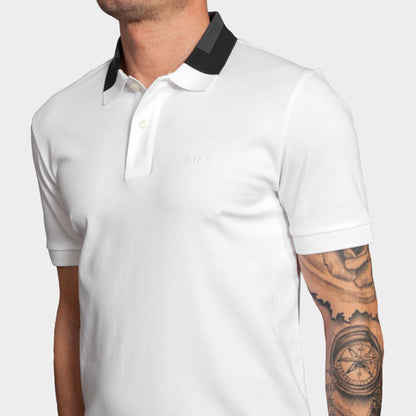 Hugo Boss Men's Phillipson 116 Contrast Short Sleeve Polo Shirt, White