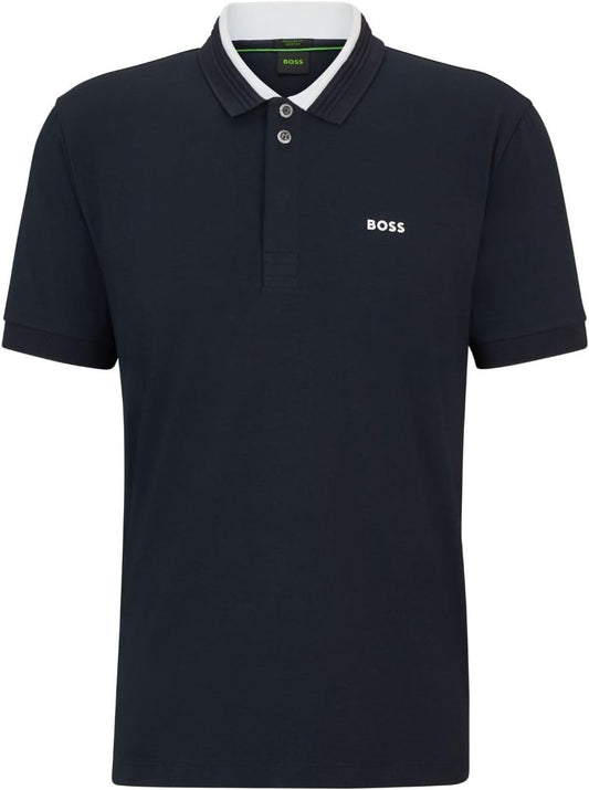 Hugo Boss Men's Paddy 1 Polo Shirt w/ White Collar, Navy