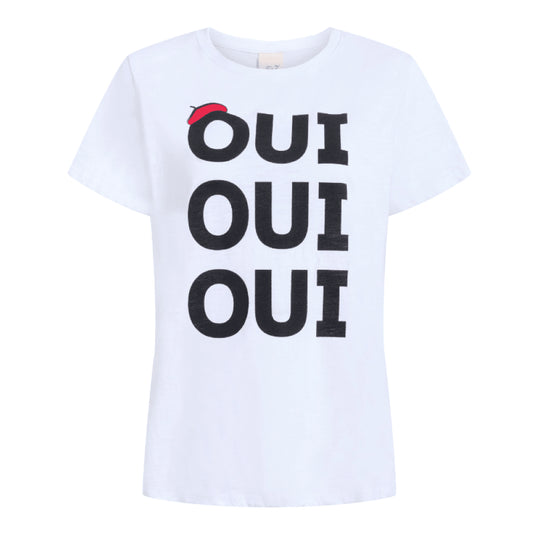 Cinq a Sept Women's Oui Oui Oui Shrunken Tee, White