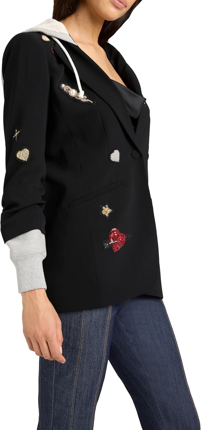 Cinq a Sept Women's Nebula Embroidered Hooded Khloe Jacket, Black