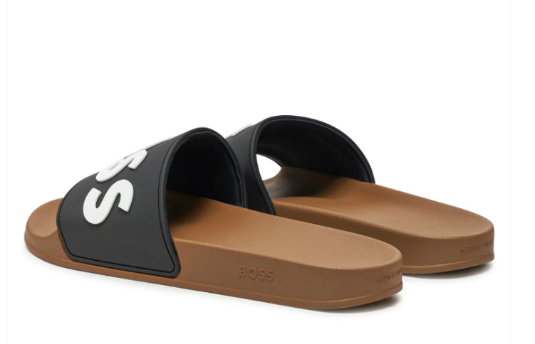 Hugo Boss Men's Kirk Big Logo Slides, Silky Camel