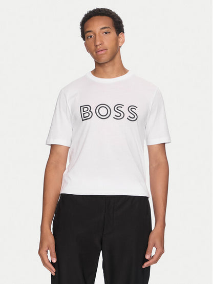 Hugo Boss Men's Tee 1 Outlined Logo T-Shirt, White