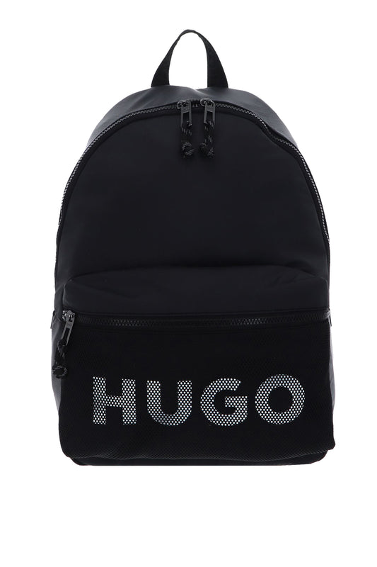 Hugo Men's Hans Mesh Logo Backpack, Black Currant