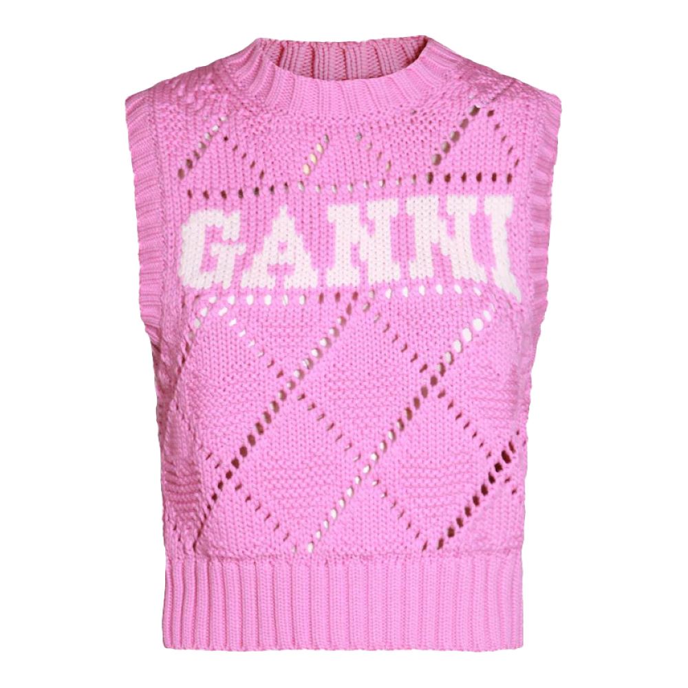 Ganni Women's Knit Sleeveless Vest, Rose Violet