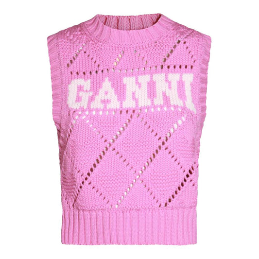 Ganni Women's Knit Sleeveless Vest, Rose Violet