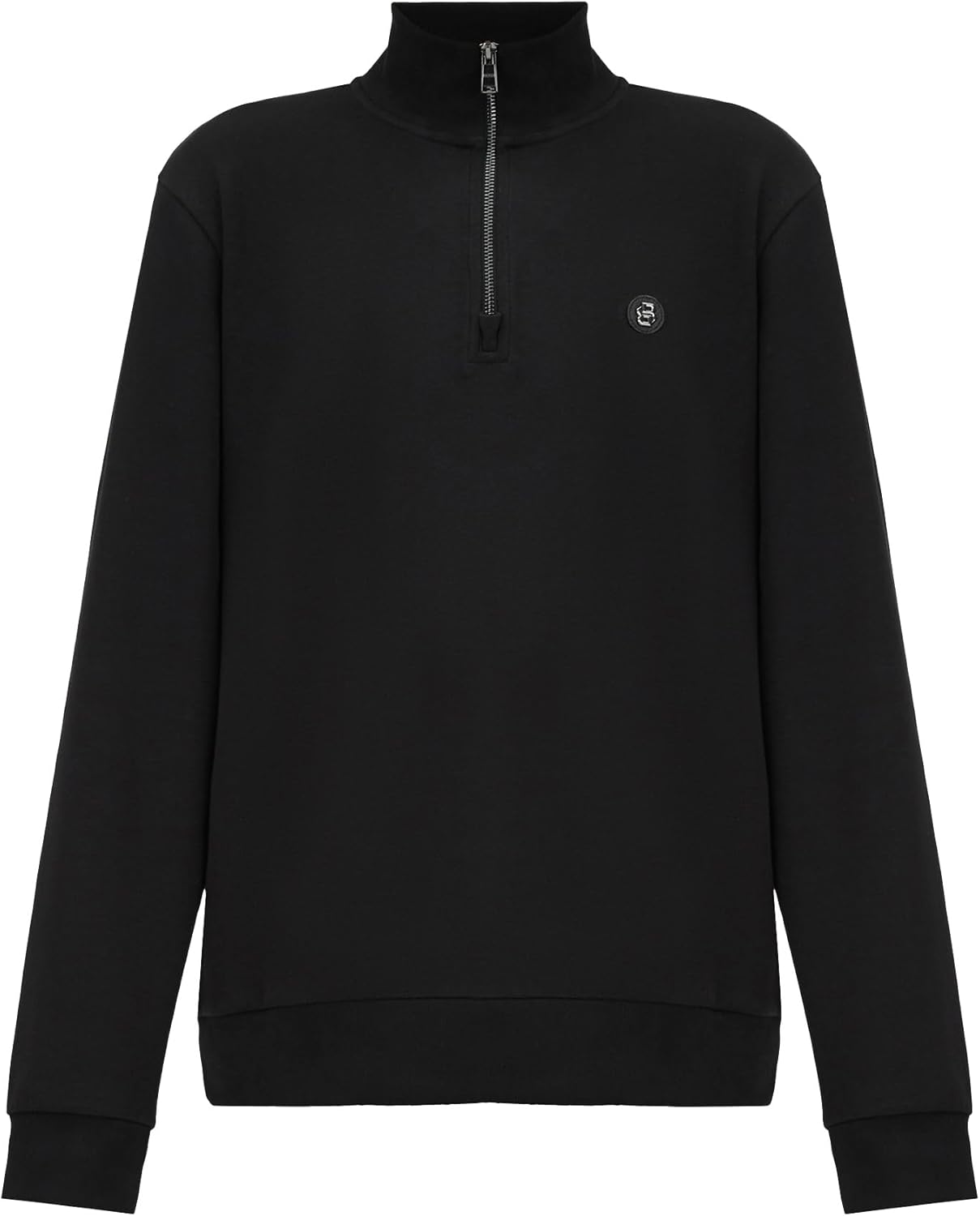 Hugo Boss Men's Stimmann 01 Metal Logo Half Zip Sweatshirt, Black