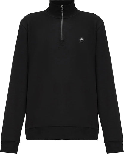 Hugo Boss Men's Stimmann 01 Metal Logo Half Zip Sweatshirt, Black