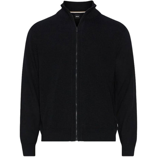 Hugo Boss Men's Daveto 100% Wool Full Zip Sweater, Black