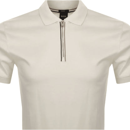 Hugo Boss Men's Polston 36 Half-Zip Polo Shirt, White