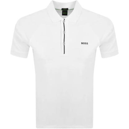 Hugo Boss Men's Paddy 2 Short Sleeve Stripe Placket Polo, White