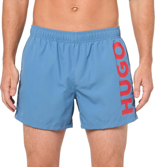 Hugo Men's ABAS Vertical Logo Swim Trunks, Acai Blue